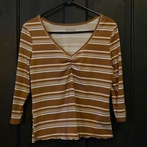ribbed stripped three quarter length shirt
